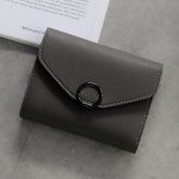 Small Circle Decoration Tri-Fold Simple Buckle Wallet