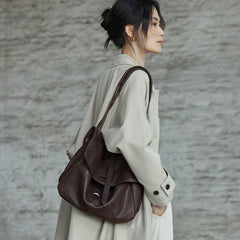 Vegetable-tanned Leather Retro Crossbody Tote Bag