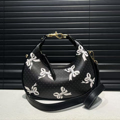 Stitching Soft Leather Hobos Cute Simple Shoulder Crossbody Bag