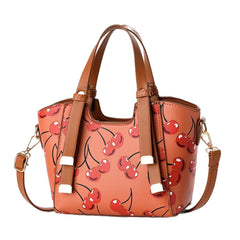 Bag Women's Classic All-match Vegetable Basket Cherry Print Hand Carrying